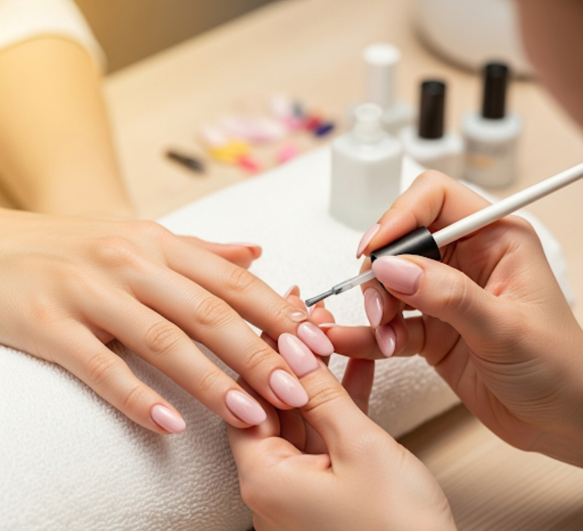 Nail treatment in progress